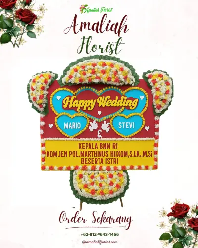 Karangan Papan Bunga Pernikahan di Sulamadaha